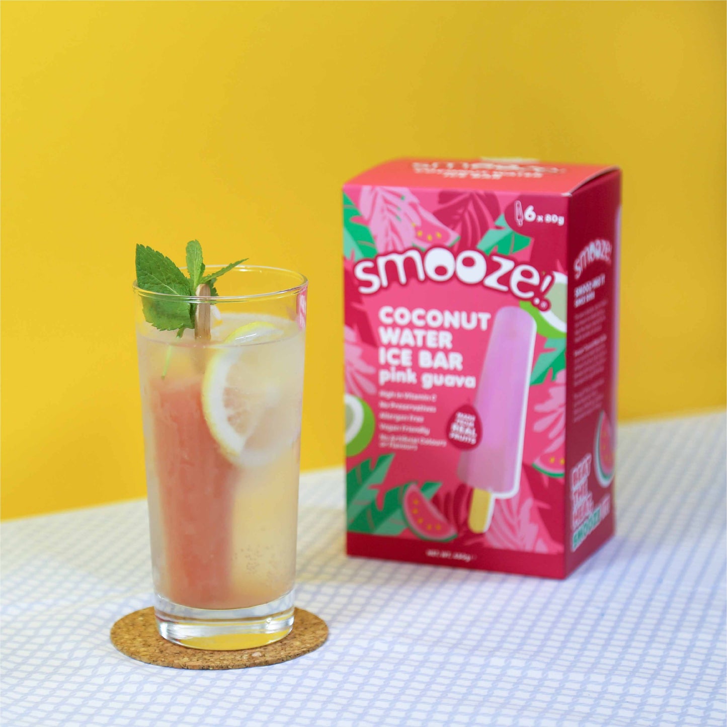 Smooze!™ Coconut Water Ice Bar - Pink Guava